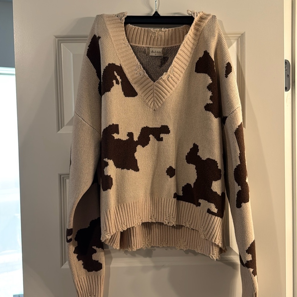 Brown and tan sweater, V-neck